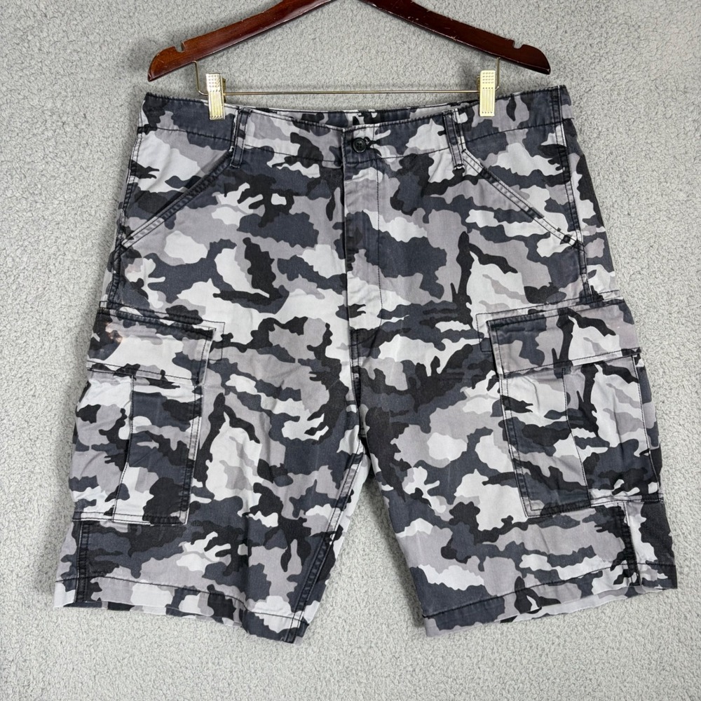 Levi's Cargo Shorts Mens 36 Grey Black Camo Utility Twill Pockets